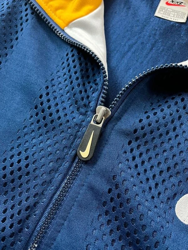 Jaqueta de trilha vintage anos 90 da Nike em azul-marinho e amarelo com zíper tamanho P – photo 4